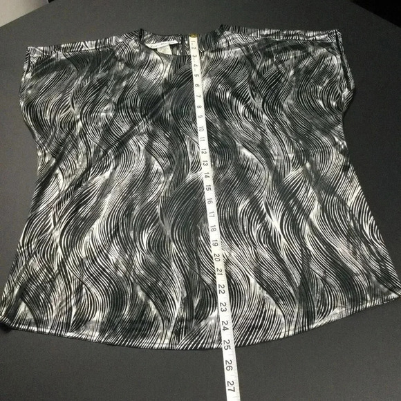 Jeri Marque Womens Silver Black Swirled Metallic Top Size Medium Vintage - Picture 3 of 8